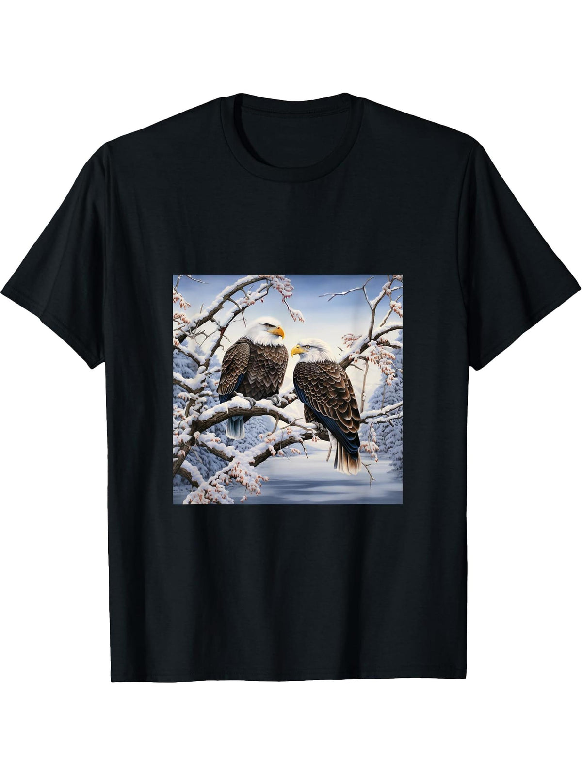 Eagle Bald Winter T-Shirt 180G 100% Cotton Printed Round Neck Short-Sleeve T-Shirt, Gifts for Men Dad Husband Grandpa, S-XXXL, Black