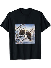 Eagle Bald Winter T-Shirt 180G 100% Cotton Printed Round Neck Short-Sleeve T-Shirt, Gifts for Men Dad Husband Grandpa, S-XXXL, Black