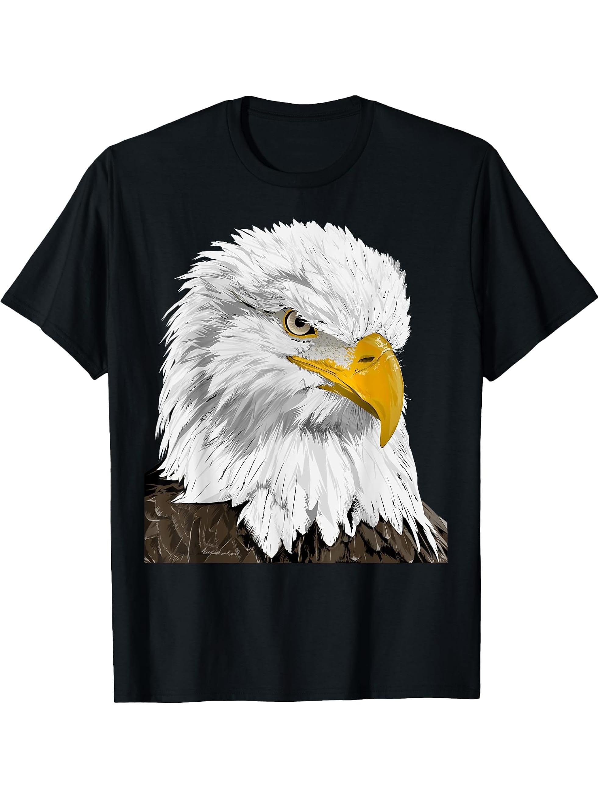 Bald Eagle Head T-Shirt 180G 100% Cotton Printed Round Neck Short-Sleeve T-Shirt, Gifts for Men Dad Husband Grandpa, S-XXXL, Black