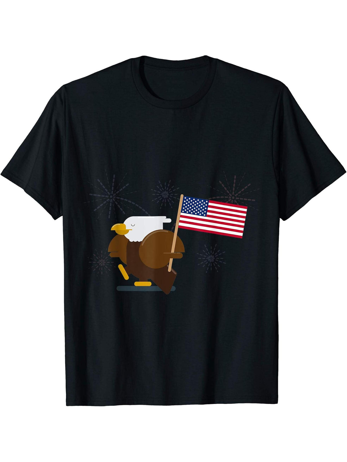 Happy 4th of July! Patriotic Bald Eagle Celebration T Shirt 180G 100% Cotton Printed Round Neck Short-Sleeve T-Shirt, Gifts for Men Dad Husband Grandpa, S-XXXL, Black