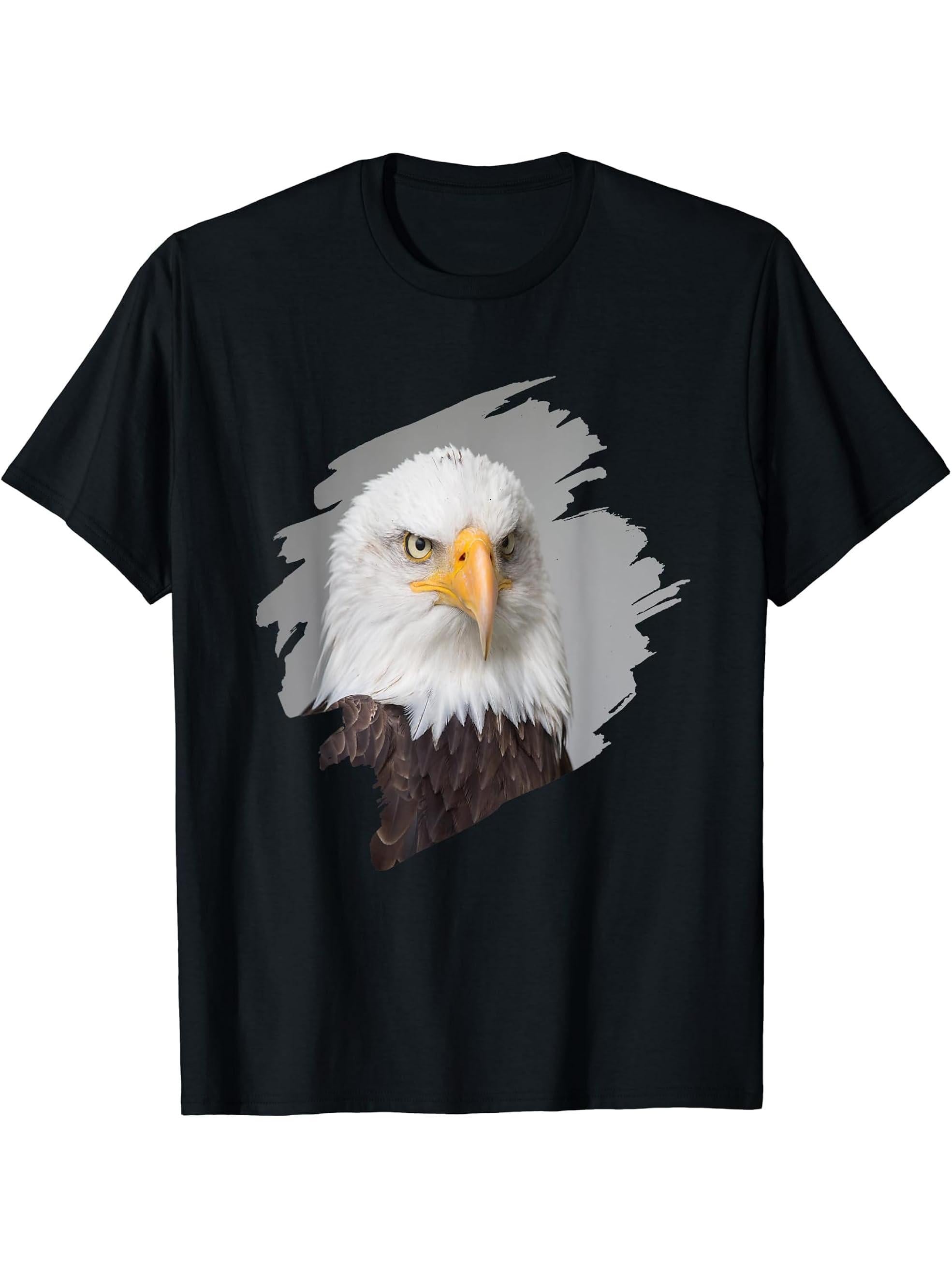 Bald Eagle T Shirt 180G 100% Cotton Printed Round Neck Short-Sleeve T-Shirt, Gifts for Men Dad Husband Grandpa, S-XXXL, Black