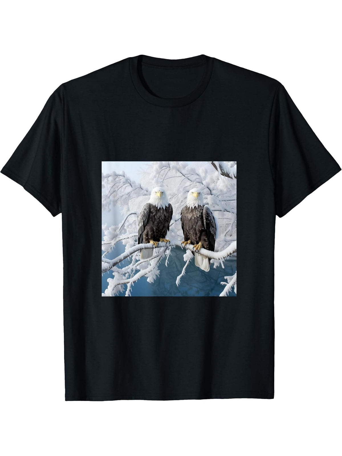 Eagle Bald Winter T-Shirt 180G 100% Cotton Printed Round Neck Short-Sleeve T-Shirt, Gifts for Men Dad Husband Grandpa, S-XXXL, Black