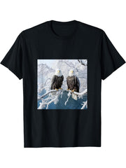Eagle Bald Winter T-Shirt 180G 100% Cotton Printed Round Neck Short-Sleeve T-Shirt, Gifts for Men Dad Husband Grandpa, S-XXXL, Black
