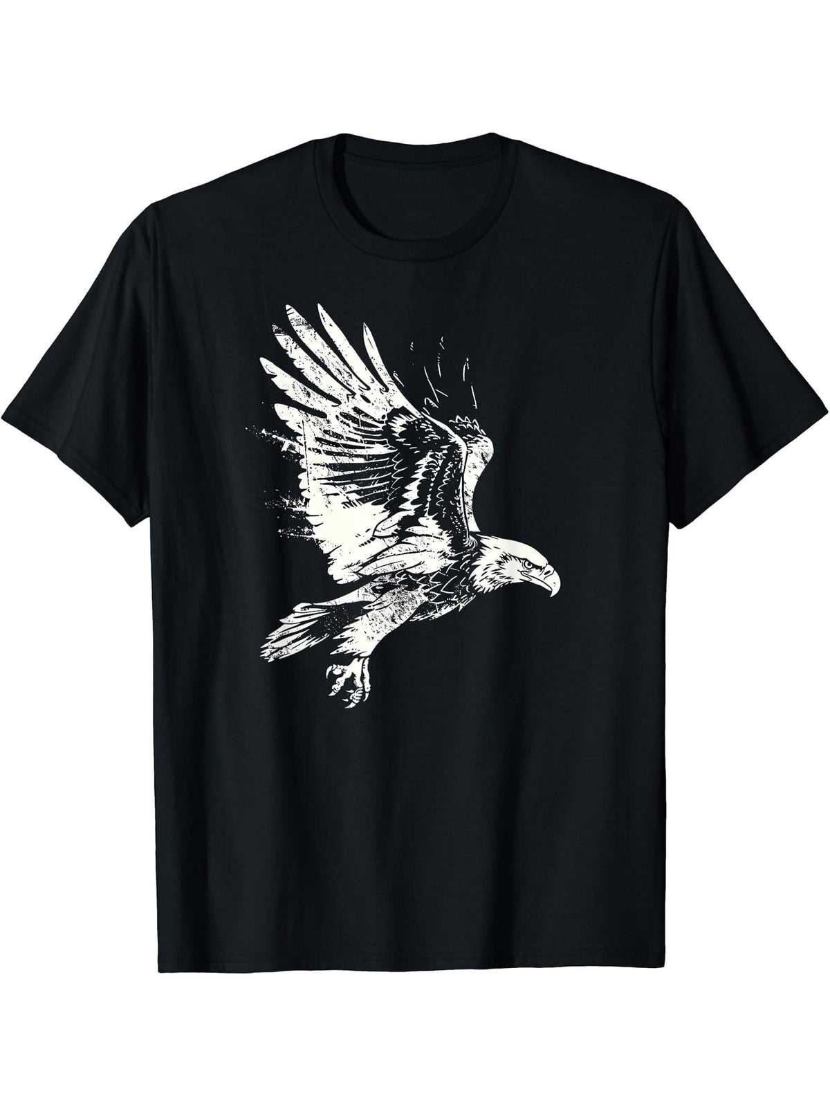 American Bald Eagle, American Flag, Cool T-Shirt 180G 100% Cotton Printed Round Neck Short-Sleeve T-Shirt, Gifts for Men Dad Husband Grandpa, S-XXXL, Black