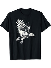 American Bald Eagle, American Flag, Cool T-Shirt 180G 100% Cotton Printed Round Neck Short-Sleeve T-Shirt, Gifts for Men Dad Husband Grandpa, S-XXXL, Black