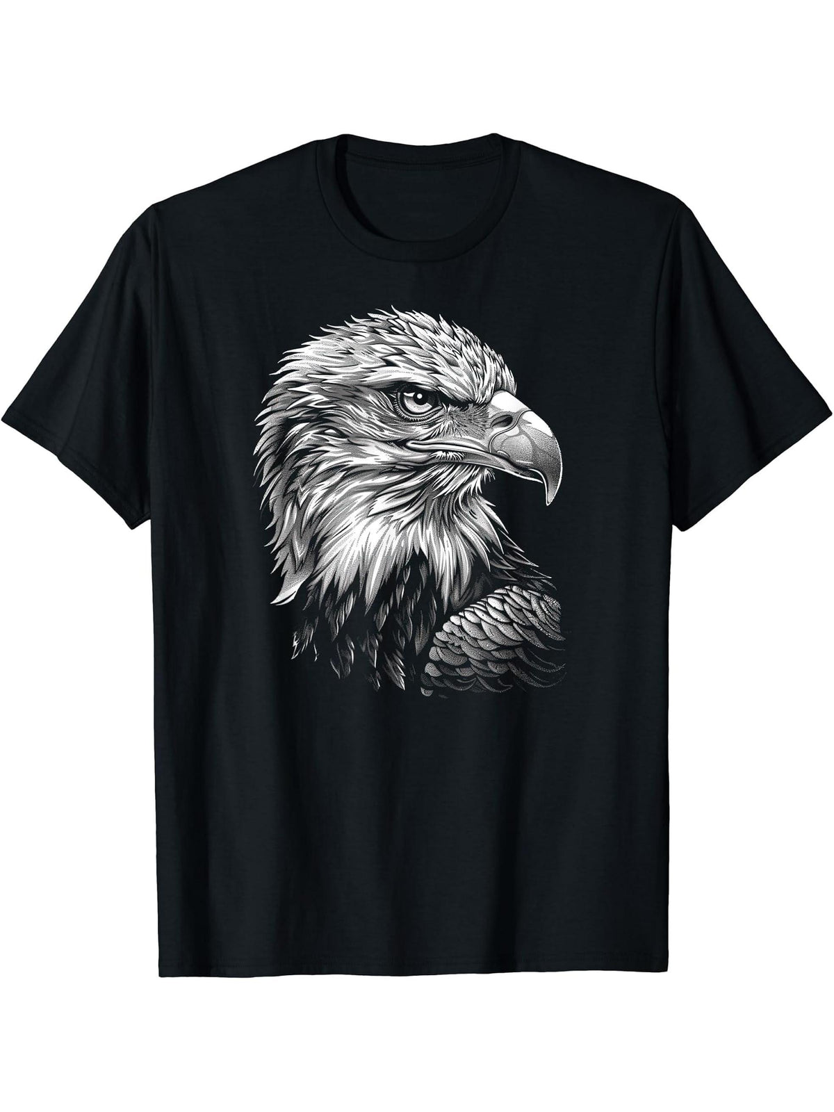 American Bald Eagle, American Flag, Cool T-Shirt 180G 100% Cotton Printed Round Neck Short-Sleeve T-Shirt, Gifts for Men Dad Husband Grandpa, S-XXXL, Black