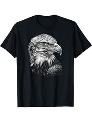 American Bald Eagle, American Flag, Cool T-Shirt 180G 100% Cotton Printed Round Neck Short-Sleeve T-Shirt, Gifts for Men Dad Husband Grandpa, S-XXXL, Black