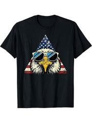 American Bald Eagle, American Flag, Cool T-Shirt 180G 100% Cotton Printed Round Neck Short-Sleeve T-Shirt, Gifts for Men Dad Husband Grandpa, S-XXXL, Black