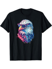 American Bald Eagle, American Flag, Cool T-Shirt 180G 100% Cotton Printed Round Neck Short-Sleeve T-Shirt, Gifts for Men Dad Husband Grandpa, S-XXXL, Black