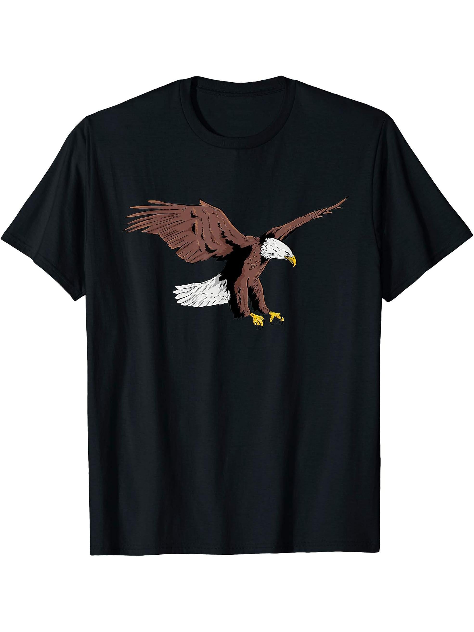 Majestic Bald Eagle USA T-Shirt 180G 100% Cotton Printed Round Neck Short-Sleeve T-Shirt, Gifts for Men Dad Husband Grandpa, S-XXXL, Black