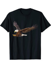 American Bald Eagle swoop T-Shirt 180G 100% Cotton Printed Round Neck Short-Sleeve T-Shirt, Gifts for Men Dad Husband Grandpa, S-XXXL, Black