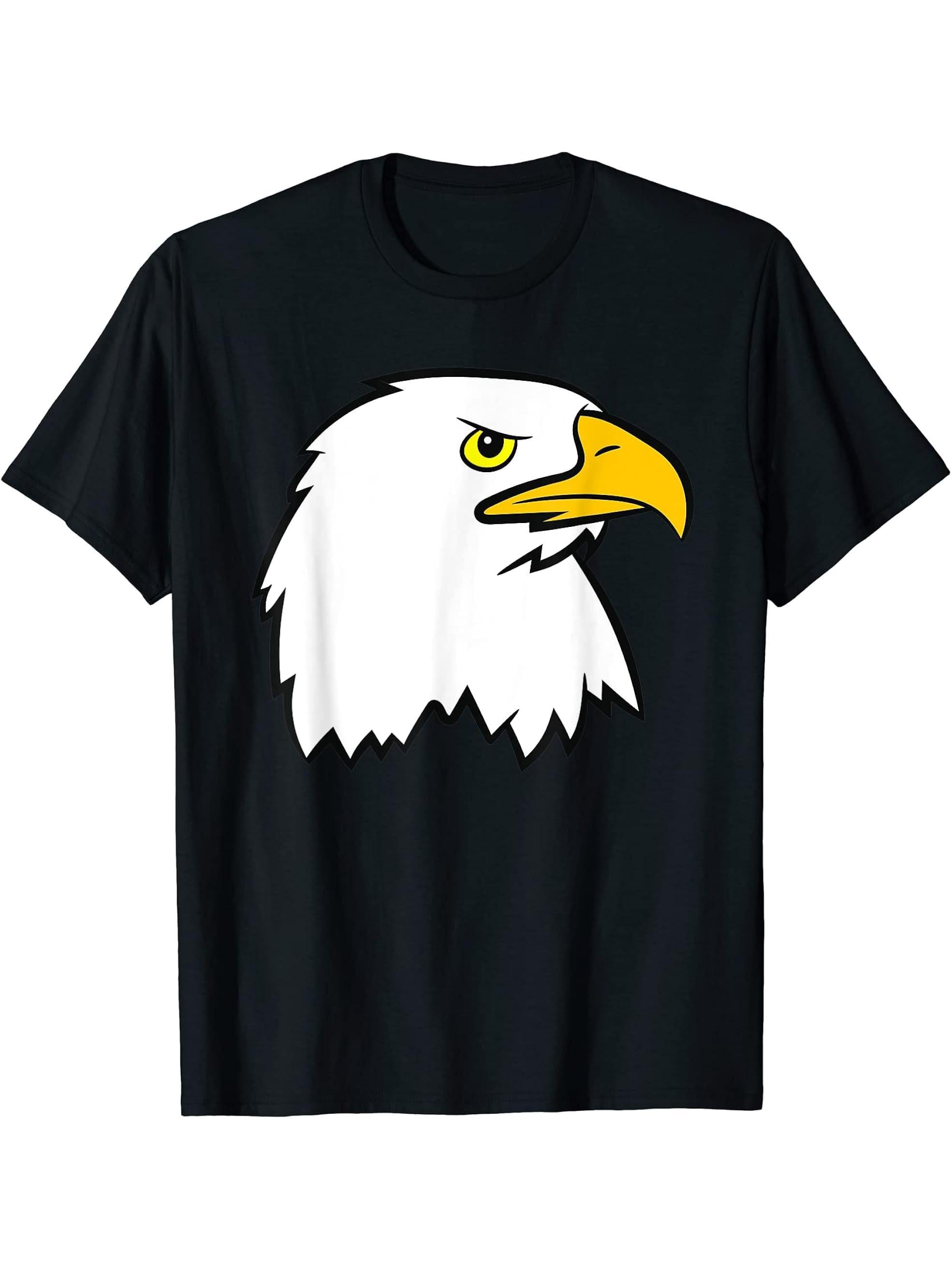 Bald Eagle - Head T-Shirt 180G 100% Cotton Printed Round Neck Short-Sleeve T-Shirt, Gifts for Men Dad Husband Grandpa, S-XXXL, Black