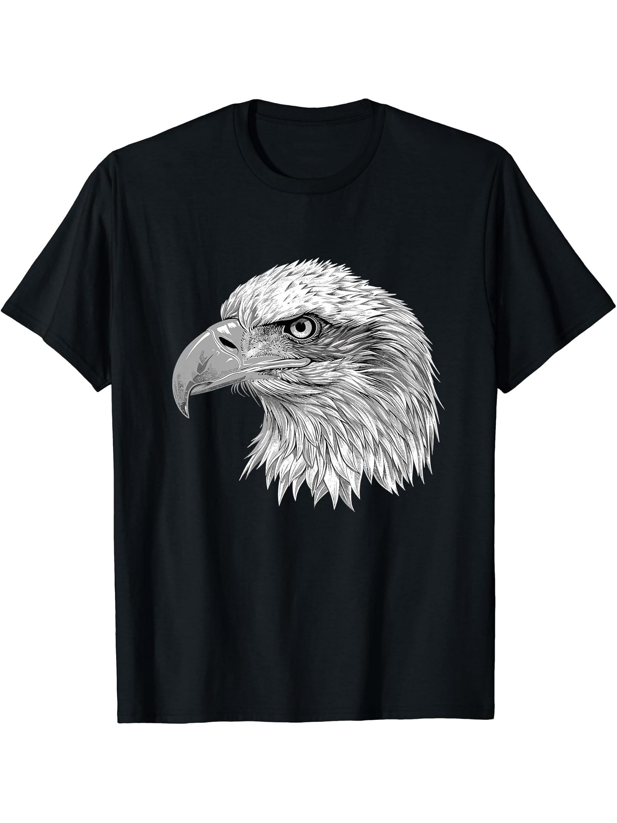 Bald Eagles Bald Eagle T-Shirt 180G 100% Cotton Printed Round Neck Short-Sleeve T-Shirt, Gifts for Men Dad Husband Grandpa, S-XXXL, Black