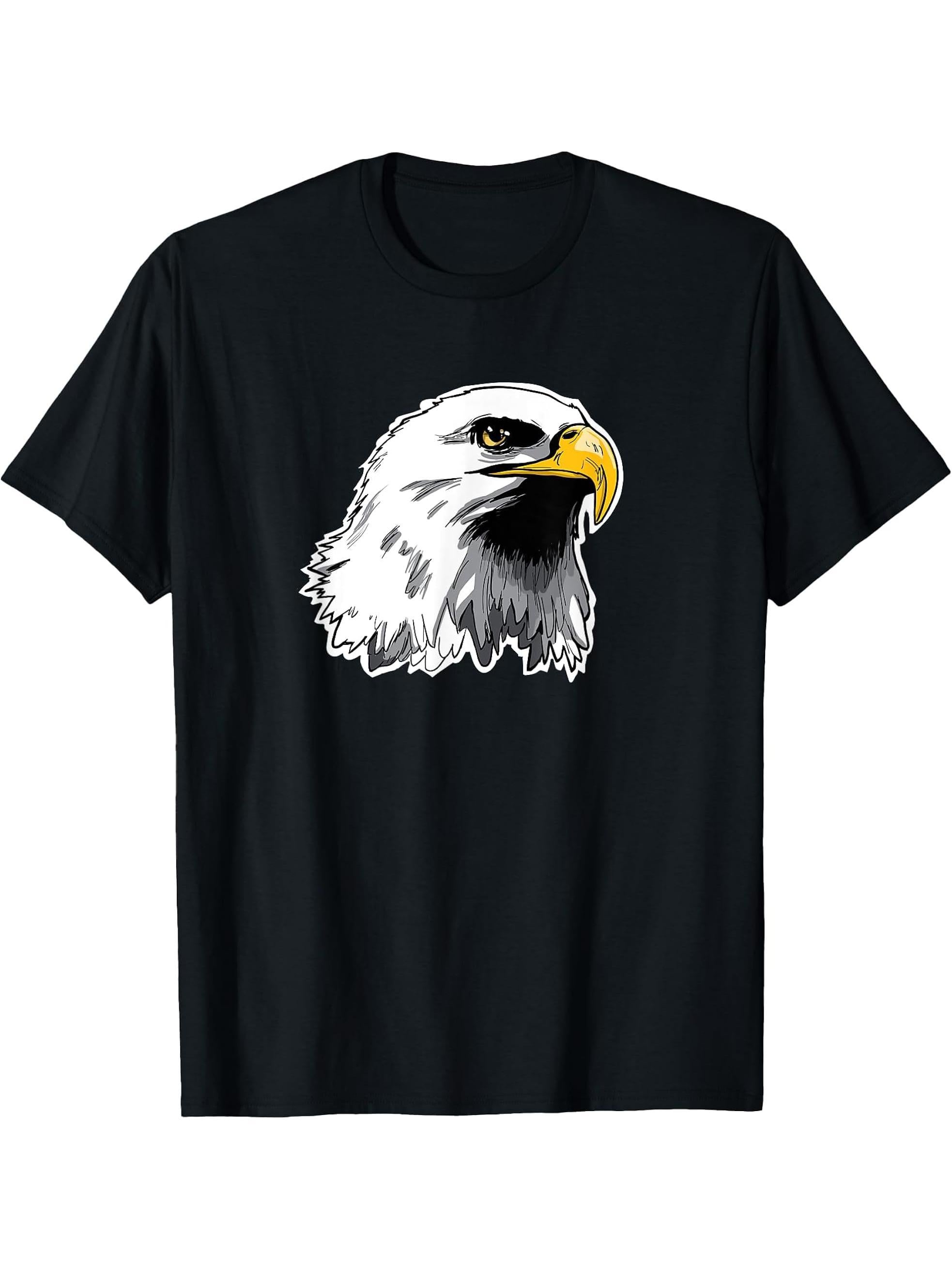 American Bald Eagle novelty Patriotic Bald Eagle T-Shirt 180G 100% Cotton Printed Round Neck Short-Sleeve T-Shirt, Gifts for Men Dad Husband Grandpa, S-XXXL, Black