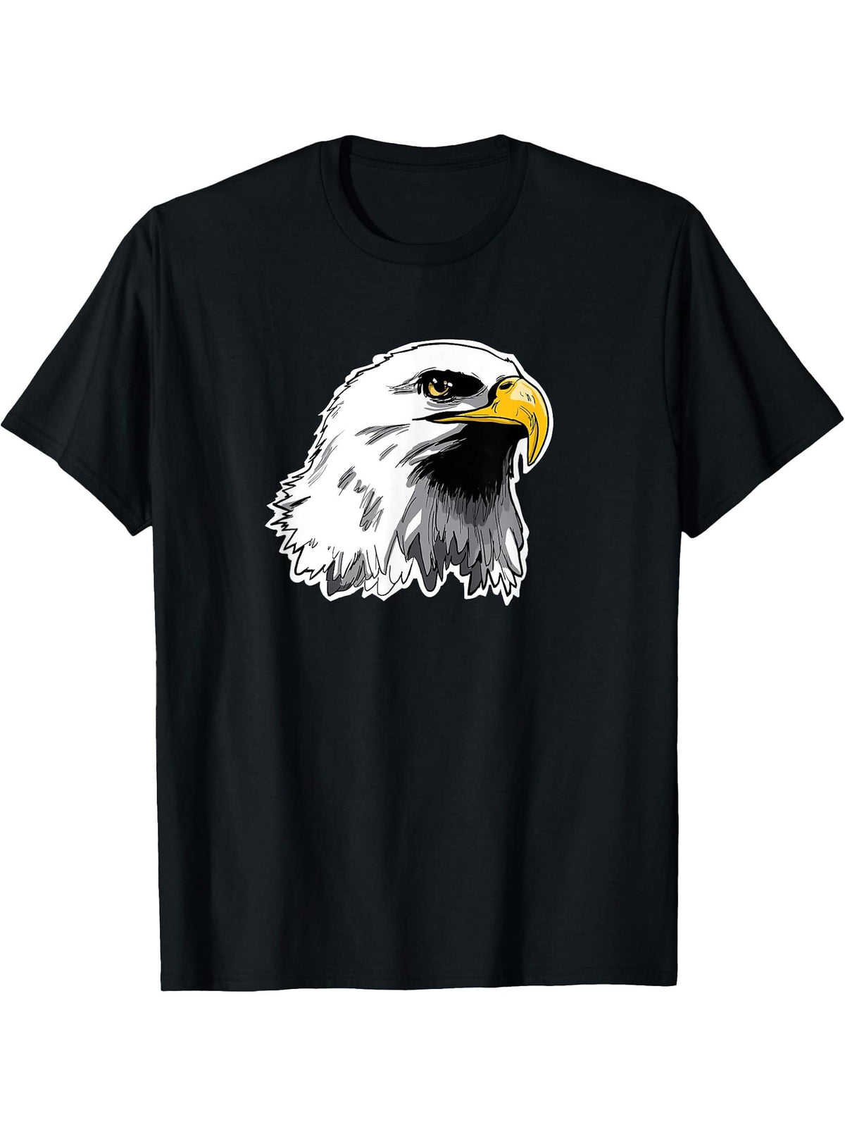 American Bald Eagle novelty Patriotic Bald Eagle T-Shirt 180G 100% Cotton Printed Round Neck Short-Sleeve T-Shirt, Gifts for Men Dad Husband Grandpa, S-XXXL, Black