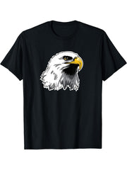 American Bald Eagle novelty Patriotic Bald Eagle T-Shirt 180G 100% Cotton Printed Round Neck Short-Sleeve T-Shirt, Gifts for Men Dad Husband Grandpa, S-XXXL, Black