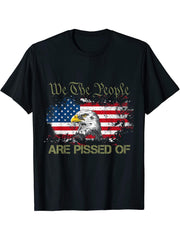 We The People Are Pissed Off T-Shirt 180G 100% Cotton Printed Round Neck Short-Sleeve T-Shirt, Gifts for Men Dad Husband Grandpa, S-XXXL, Black