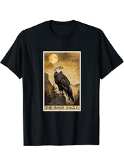 Bald Eagles Bald Eagle Tarot Card T-Shirt 180G 100% Cotton Printed Round Neck Short-Sleeve T-Shirt, Gifts for Men Dad Husband Grandpa, S-XXXL, Black