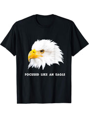 Gift Idea Bald Eagle T-Shirt 180G 100% Cotton Printed Round Neck Short-Sleeve T-Shirt, Gifts for Men Dad Husband Grandpa, S-XXXL, Black