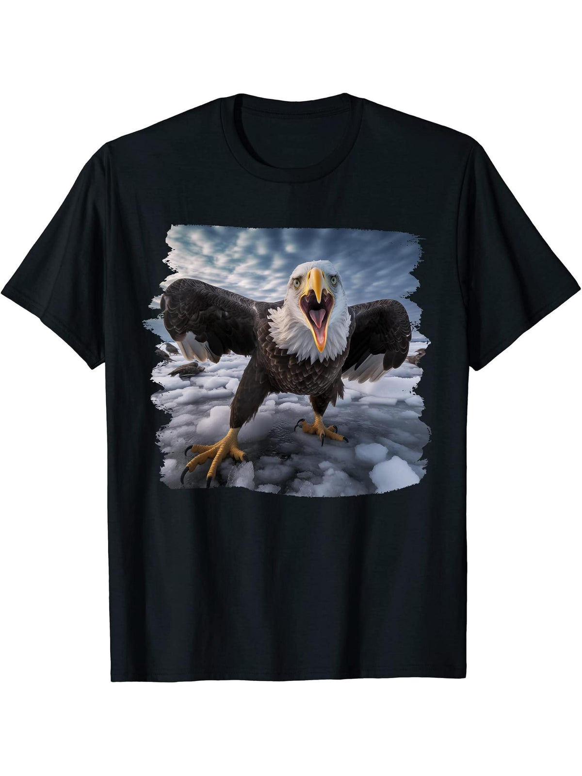 Bald Eagles Bald Eagle T-Shirt 180G 100% Cotton Printed Round Neck Short-Sleeve T-Shirt, Gifts for Men Dad Husband Grandpa, S-XXXL, Black