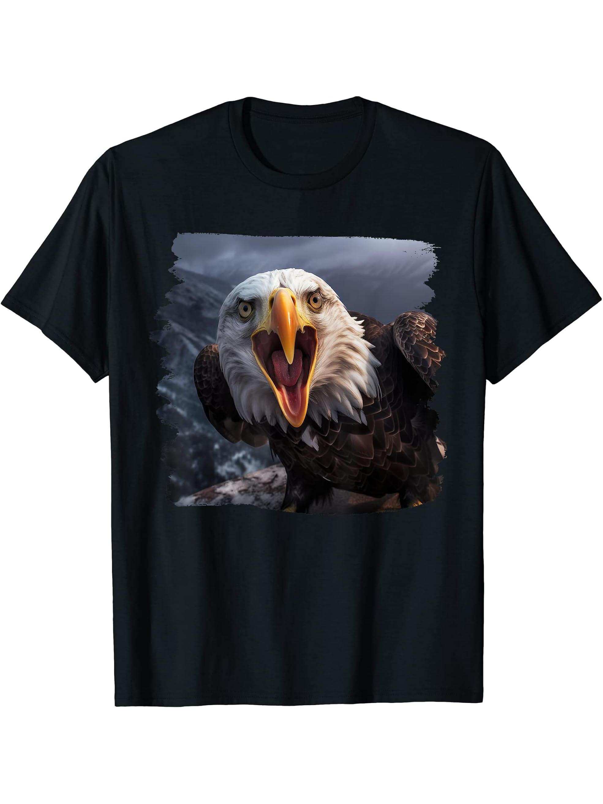 Bald Eagles Bald Eagle T-Shirt 180G 100% Cotton Printed Round Neck Short-Sleeve T-Shirt, Gifts for Men Dad Husband Grandpa, S-XXXL, Black