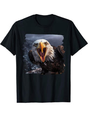 Bald Eagles Bald Eagle T-Shirt 180G 100% Cotton Printed Round Neck Short-Sleeve T-Shirt, Gifts for Men Dad Husband Grandpa, S-XXXL, Black