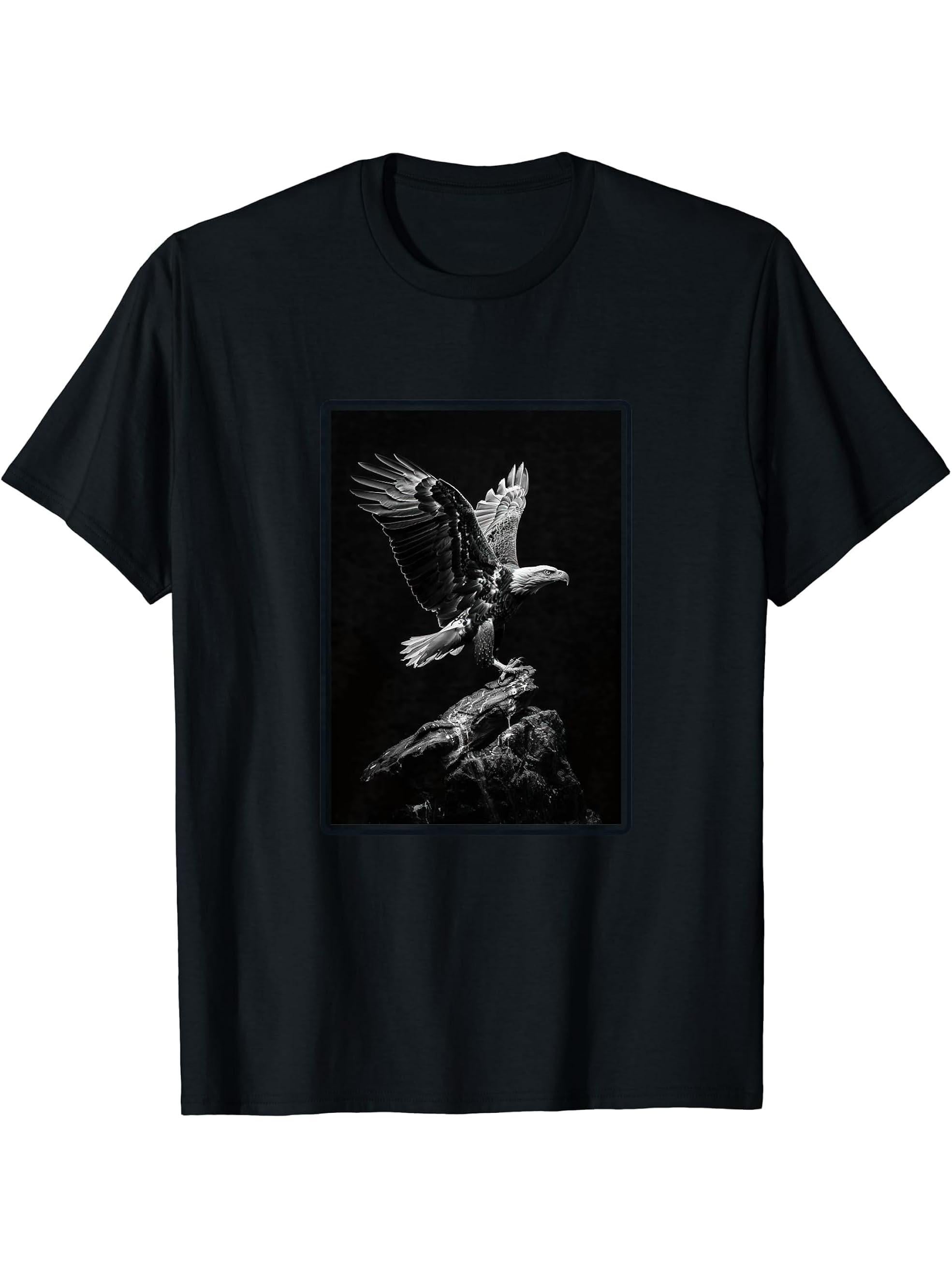 Bald Eagles Bald Eagle T-Shirt 180G 100% Cotton Printed Round Neck Short-Sleeve T-Shirt, Gifts for Men Dad Husband Grandpa, S-XXXL, Black