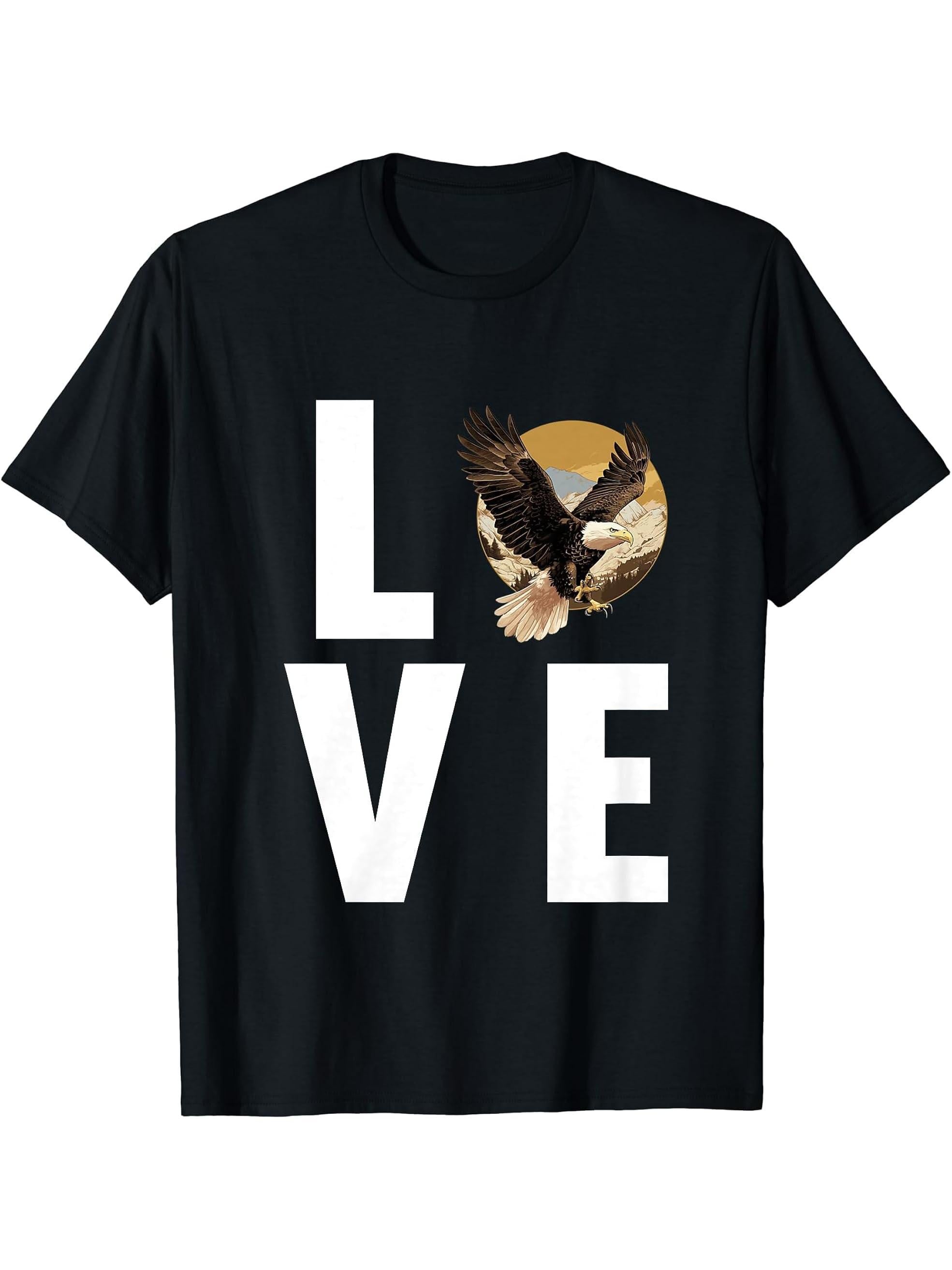 Bald Eagles Bald Eagle T-Shirt 180G 100% Cotton Printed Round Neck Short-Sleeve T-Shirt, Gifts for Men Dad Husband Grandpa, S-XXXL, Black