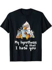 My Hypothesis Is That I Hate You Nerd American Bald Eagle T-Shirt 180G 100% Cotton Printed Round Neck Short-Sleeve T-Shirt, Gifts for Men Dad Husband Grandpa, S-XXXL, Black