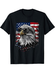 American Bald Eagle, American Flag, Cool T-Shirt 180G 100% Cotton Printed Round Neck Short-Sleeve T-Shirt, Gifts for Men Dad Husband Grandpa, S-XXXL, Black