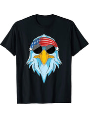 Liberty United States USA Flag Cool American Bald Eagle T-Shirt 180G 100% Cotton Printed Round Neck Short-Sleeve T-Shirt, Gifts for Men Dad Husband Grandpa, S-XXXL, Black