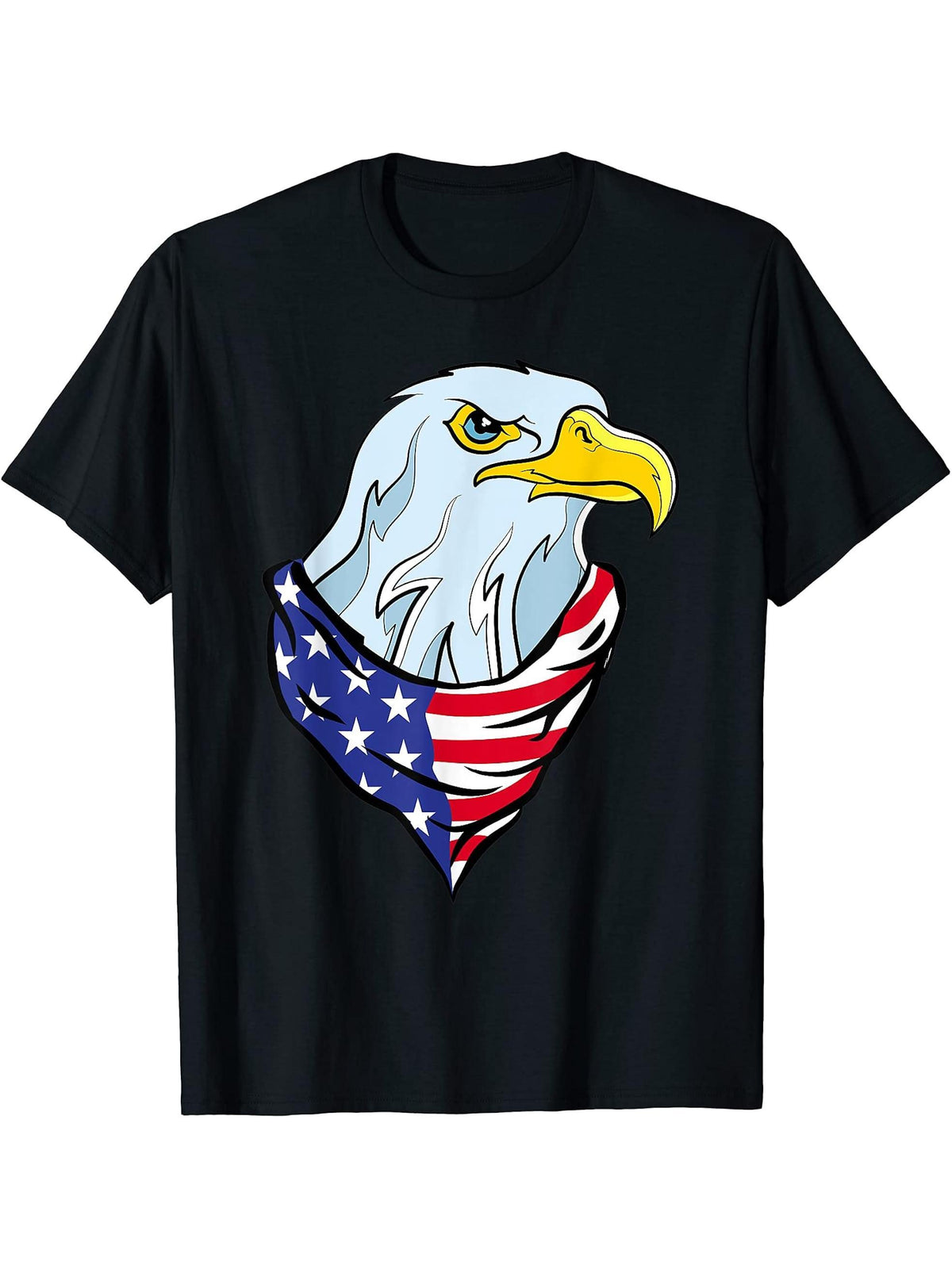 Freedom Liberty United States USA Flag American Bald Eagle T-Shirt 180G 100% Cotton Printed Round Neck Short-Sleeve T-Shirt, Gifts for Men Dad Husband Grandpa, S-XXXL, Black