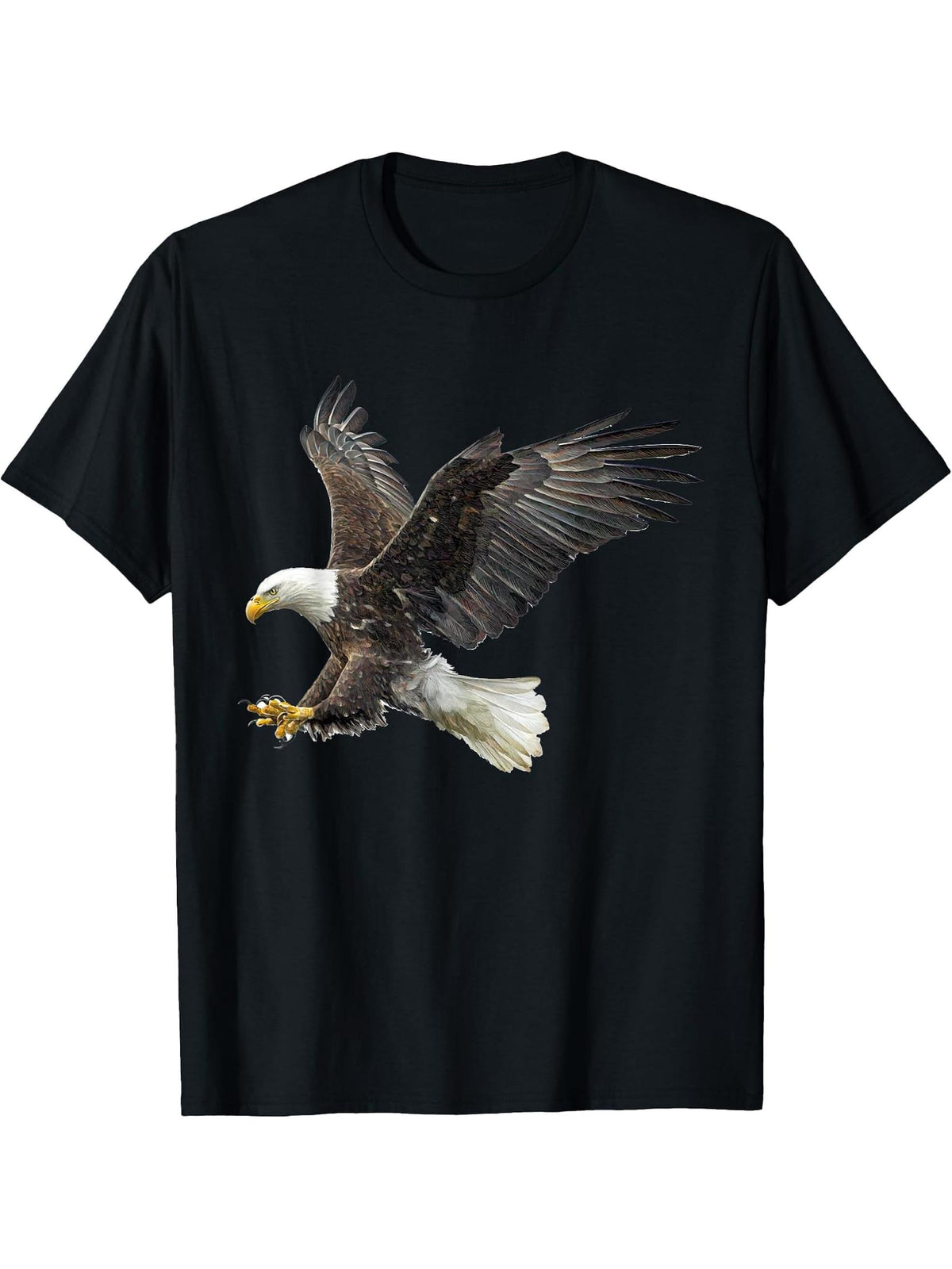 Bald Eagles Cool Design with a Bald Eagle T-Shirt 180G 100% Cotton Printed Round Neck Short-Sleeve T-Shirt, Gifts for Men Dad Husband Grandpa, S-XXXL, Black