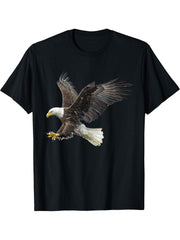 Bald Eagles Cool Design with a Bald Eagle T-Shirt 180G 100% Cotton Printed Round Neck Short-Sleeve T-Shirt, Gifts for Men Dad Husband Grandpa, S-XXXL, Black