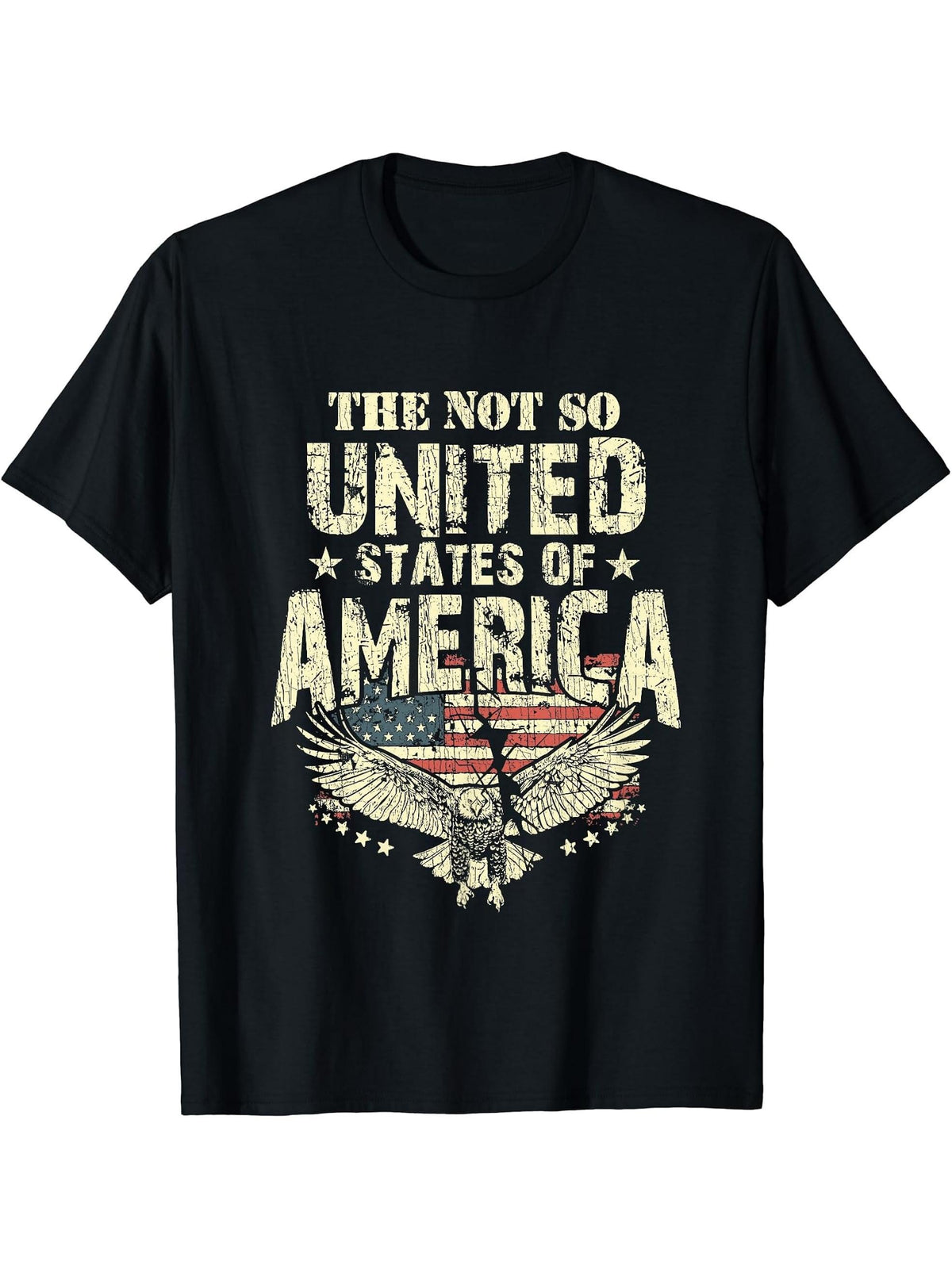 The Not So Untied States Of America American Bald Eagle T-Shirt 180G 100% Cotton Printed Round Neck Short-Sleeve T-Shirt, Gifts for Men Dad Husband Grandpa, S-XXXL, Black