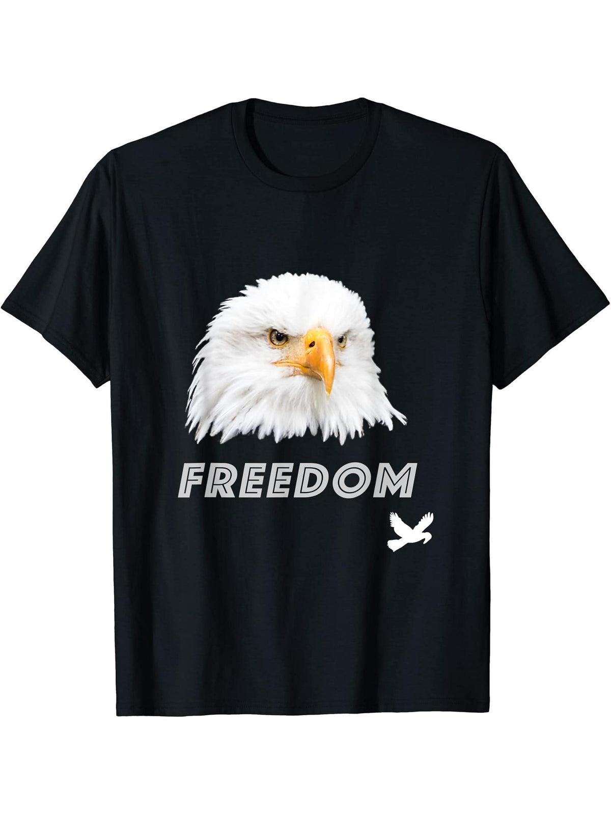 Bald Eagle T-Shirt 180G 100% Cotton Printed Round Neck Short-Sleeve T-Shirt, Gifts for Men Dad Husband Grandpa, S-XXXL, Black