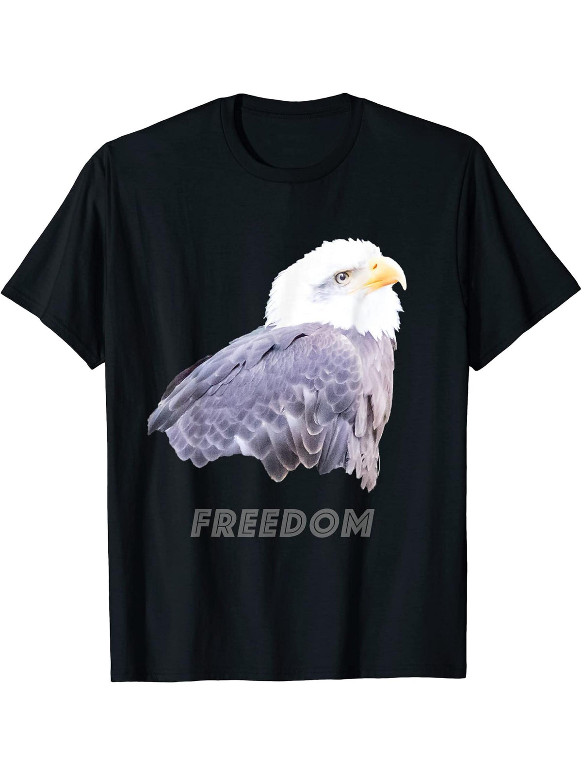 Bald Eagle T-Shirt 180G 100% Cotton Printed Round Neck Short-Sleeve T-Shirt, Gifts for Men Dad Husband Grandpa, S-XXXL, Black