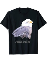 Bald Eagle T-Shirt 180G 100% Cotton Printed Round Neck Short-Sleeve T-Shirt, Gifts for Men Dad Husband Grandpa, S-XXXL, Black