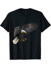 Bald Eagle T-Shirt 180G 100% Cotton Printed Round Neck Short-Sleeve T-Shirt, Gifts for Men Dad Husband Grandpa, S-XXXL, Black