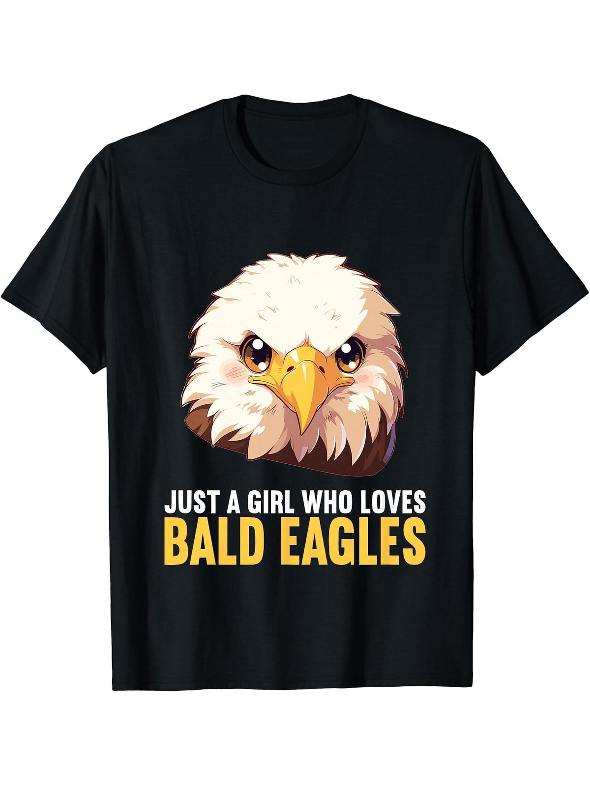 Just a Girl who loves Bald Eagles Bald Eagle T-Shirt 180G 100% Cotton Printed Round Neck Short-Sleeve T-Shirt, Gifts for Men Dad Husband Grandpa, S-XXXL, Black