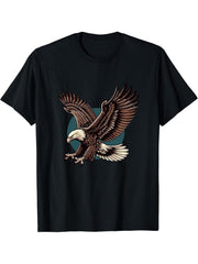 American Bald Eagle Swooping Photo Portrait Bird Photograph T-Shirt 180G 100% Cotton Printed Round Neck Short-Sleeve T-Shirt, Gifts for Men Dad Husband Grandpa, S-XXXL, Black