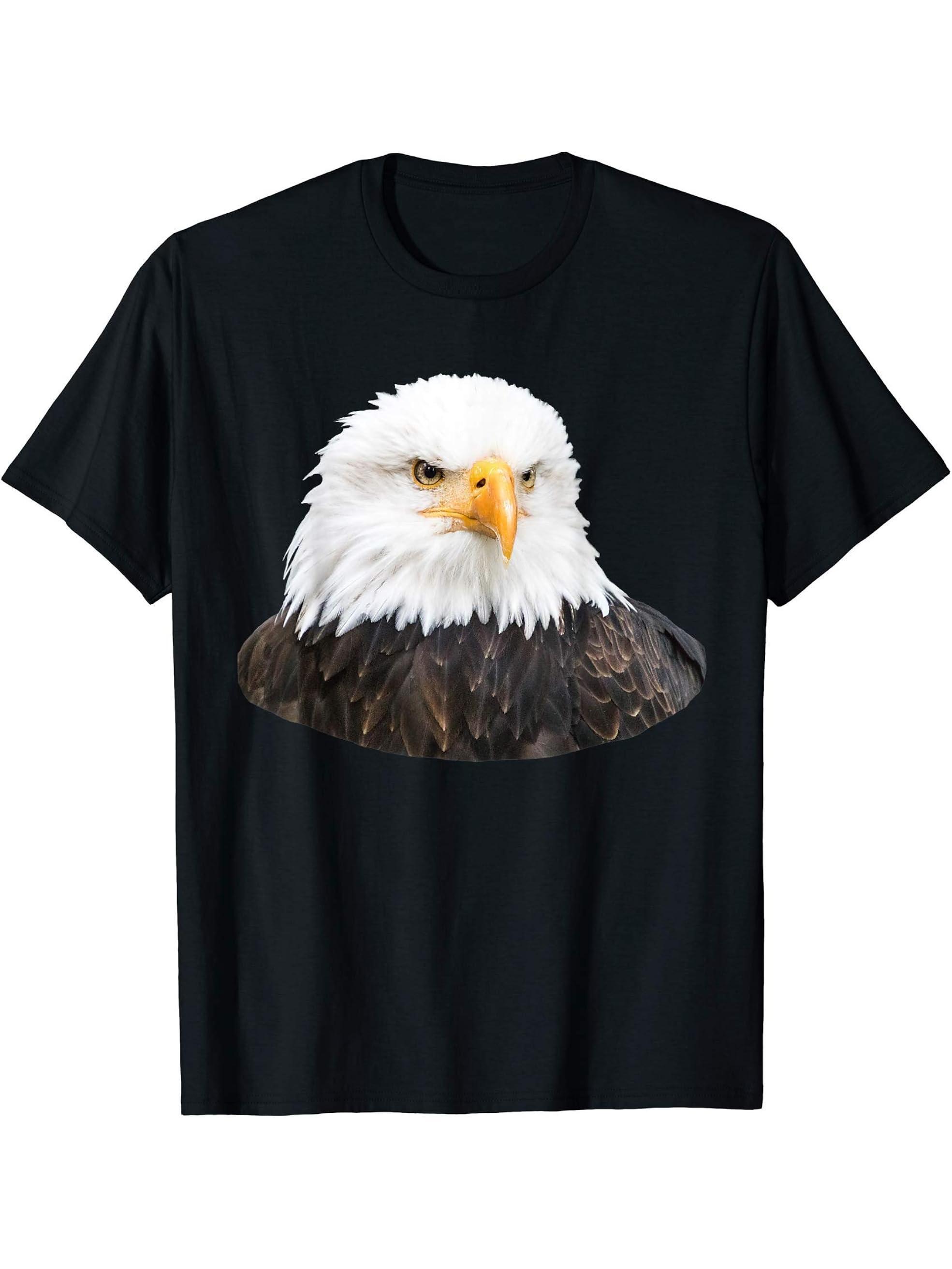 Bald Eagle T-Shirt 180G 100% Cotton Printed Round Neck Short-Sleeve T-Shirt, Gifts for Men Dad Husband Grandpa, S-XXXL, Black