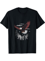 Bald Eagle Artwork T-Shirt 180G 100% Cotton Printed Round Neck Short-Sleeve T-Shirt, Gifts for Men Dad Husband Grandpa, S-XXXL, Black