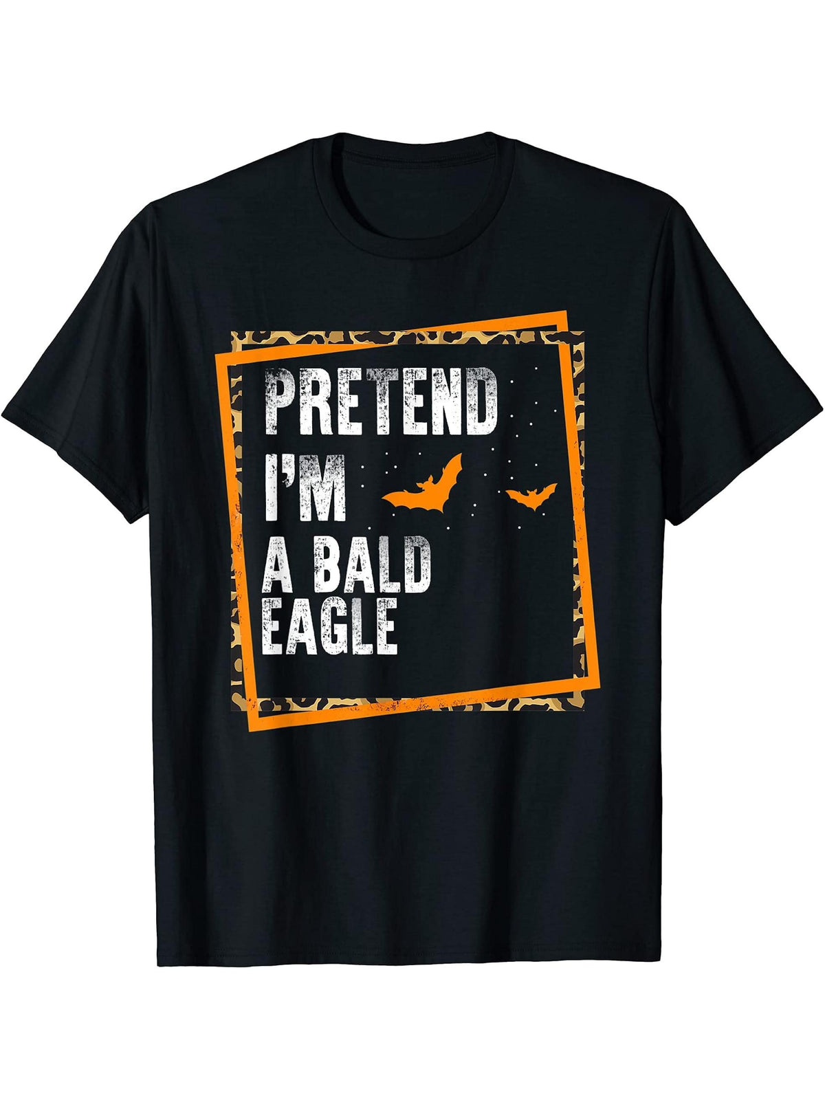 Pretend I'm A Bald Eagle Easy Lazy Halloween Costume Party T-Shirt 180G 100% Cotton Printed Round Neck Short-Sleeve T-Shirt, Gifts for Men Dad Husband Grandpa, S-XXXL, Black