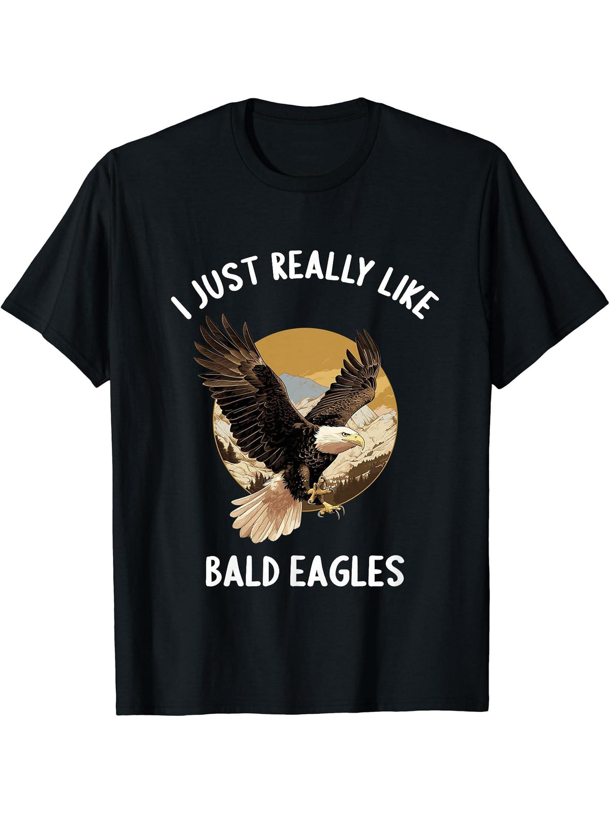 I just really like Bald Eagles Bald Eagle T-Shirt 180G 100% Cotton Printed Round Neck Short-Sleeve T-Shirt, Gifts for Men Dad Husband Grandpa, S-XXXL, Black