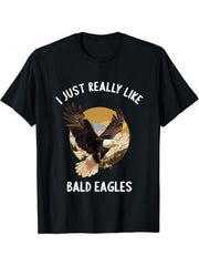I just really like Bald Eagles Bald Eagle T-Shirt 180G 100% Cotton Printed Round Neck Short-Sleeve T-Shirt, Gifts for Men Dad Husband Grandpa, S-XXXL, Black