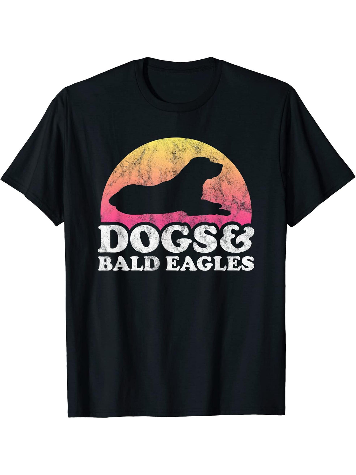 Dogs and Bald Eagles Men's or Women's Dog and Bald Eagle T-Shirt 180G 100% Cotton Printed Round Neck Short-Sleeve T-Shirt, Gifts for Men Dad Husband Grandpa, S-XXXL, Black