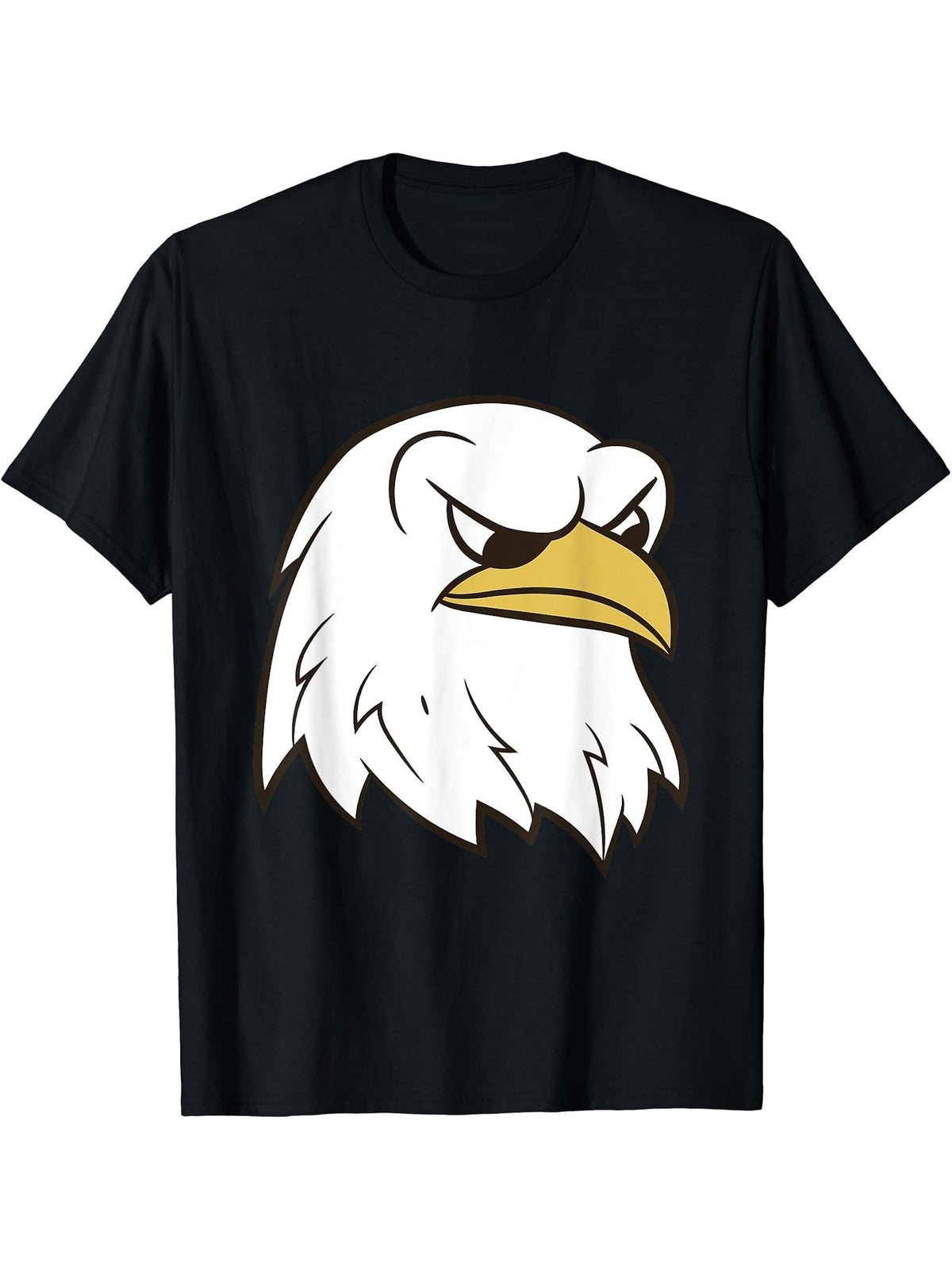 Cute American Bald Eagle T-Shirt 180G 100% Cotton Printed Round Neck Short-Sleeve T-Shirt, Gifts for Men Dad Husband Grandpa, S-XXXL, Black