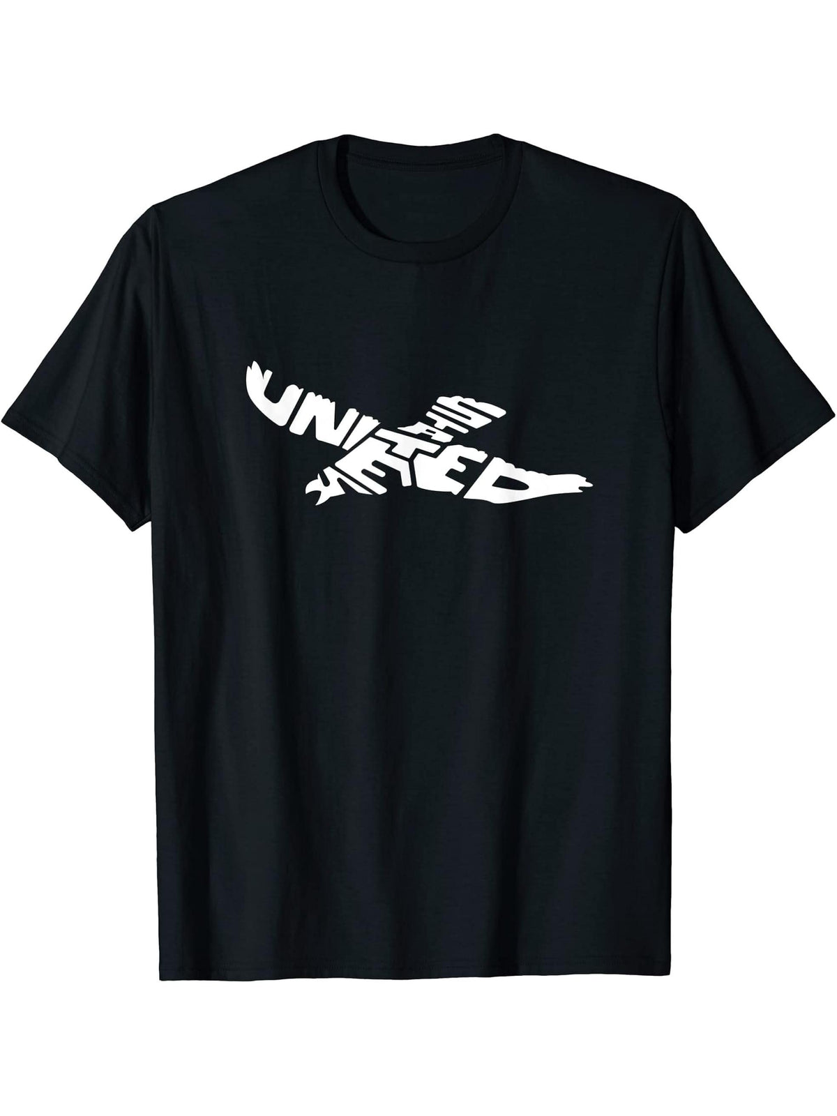 United States Bald Eagle Word Art - Cool American Animal T-Shirt 180G 100% Cotton Printed Round Neck Short-Sleeve T-Shirt, Gifts for Men Dad Husband Grandpa, S-XXXL, Black