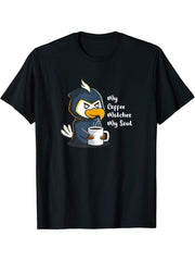 My Coffee Matches My Soul Caffeine Goth American Bald Eagle T-Shirt 180G 100% Cotton Printed Round Neck Short-Sleeve T-Shirt, Gifts for Men Dad Husband Grandpa, S-XXXL, Black